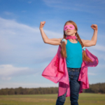 39240142 – girl power superhero confidence in kids or children